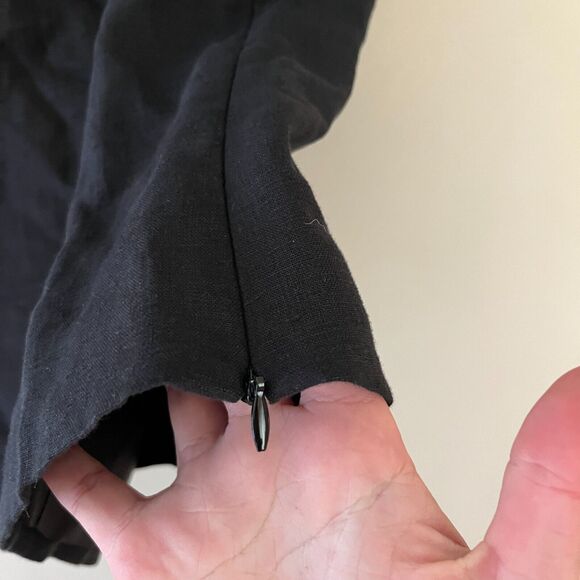 Sarah Spencer Womens Black Blouse & Pants Set  100% Linen Sz 8 Wide Leg Minimal - Picture 9 of 11